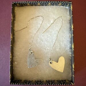 Nickel & Suede Heart Threader Earrings